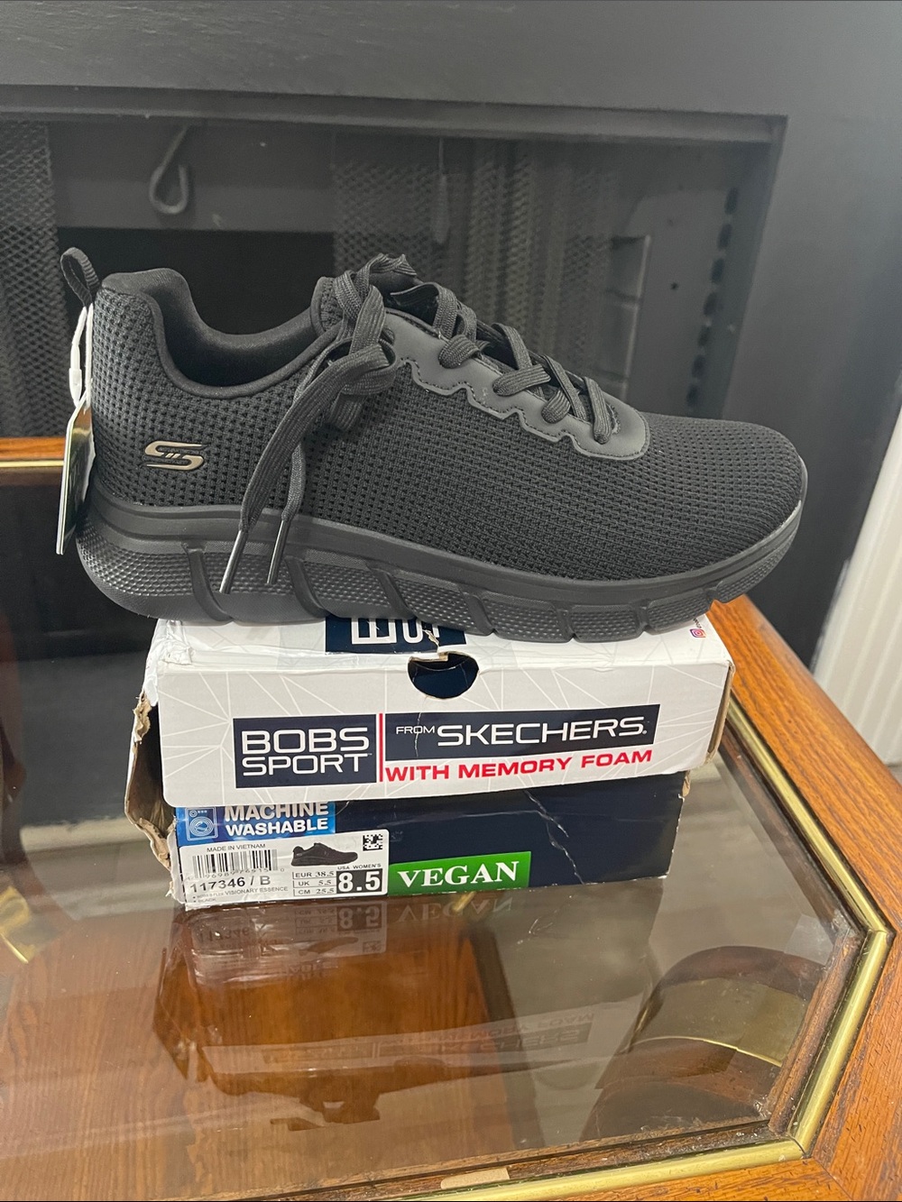 Skechers BOBS Sport Black Knit Slip-On Sneaker